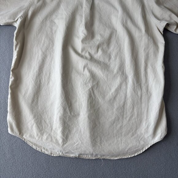 VTG Polo Ralph Lauren Mens Shirt Large Beige Button Down Short Sleeve Preppy Y2K - Picture 14 of 15